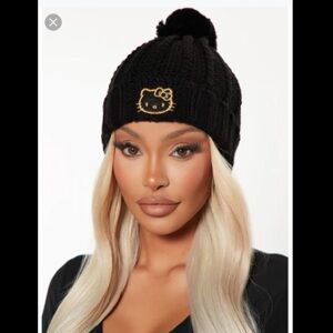 Hello Kitty Black Beanie with Gold Emblem